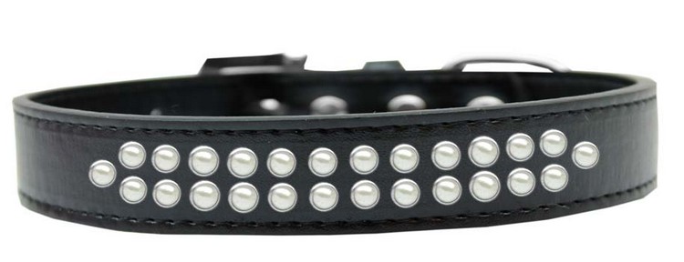 Two Row Pearl Size 12 Black Dog Collar